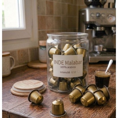 BOITE 40 CAPSULES COMPATIBLES* "INDE MALABAR" Intensité 8/10
